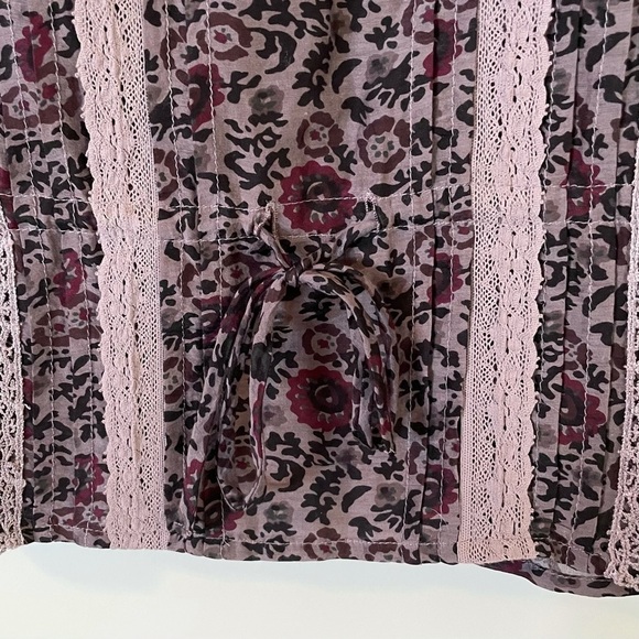 🌺 Sanctuary Purple Floral Boho Lace Silk Blend Lightweight Tunic Blouse Size XS - Picture 5 of 9
